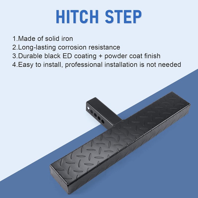 DICMIC Hitch Step Anti Slip and Rust Towing Bumper Guard for Most Car SUV Truck Pickup with Pin Fit 2 Inch Receiver, 23.5 Inch Length, Weight Capacity 500 LBS - Image 2